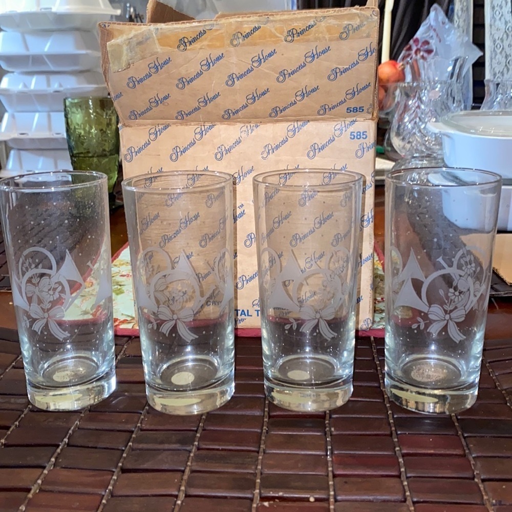Vintage Holiday Princess House set of 4 Tumblers with box